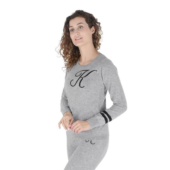 Dee Ocleppo Cashmere Knit Set Initial K Design Women Grey Sweaters - Picture 1 of 6